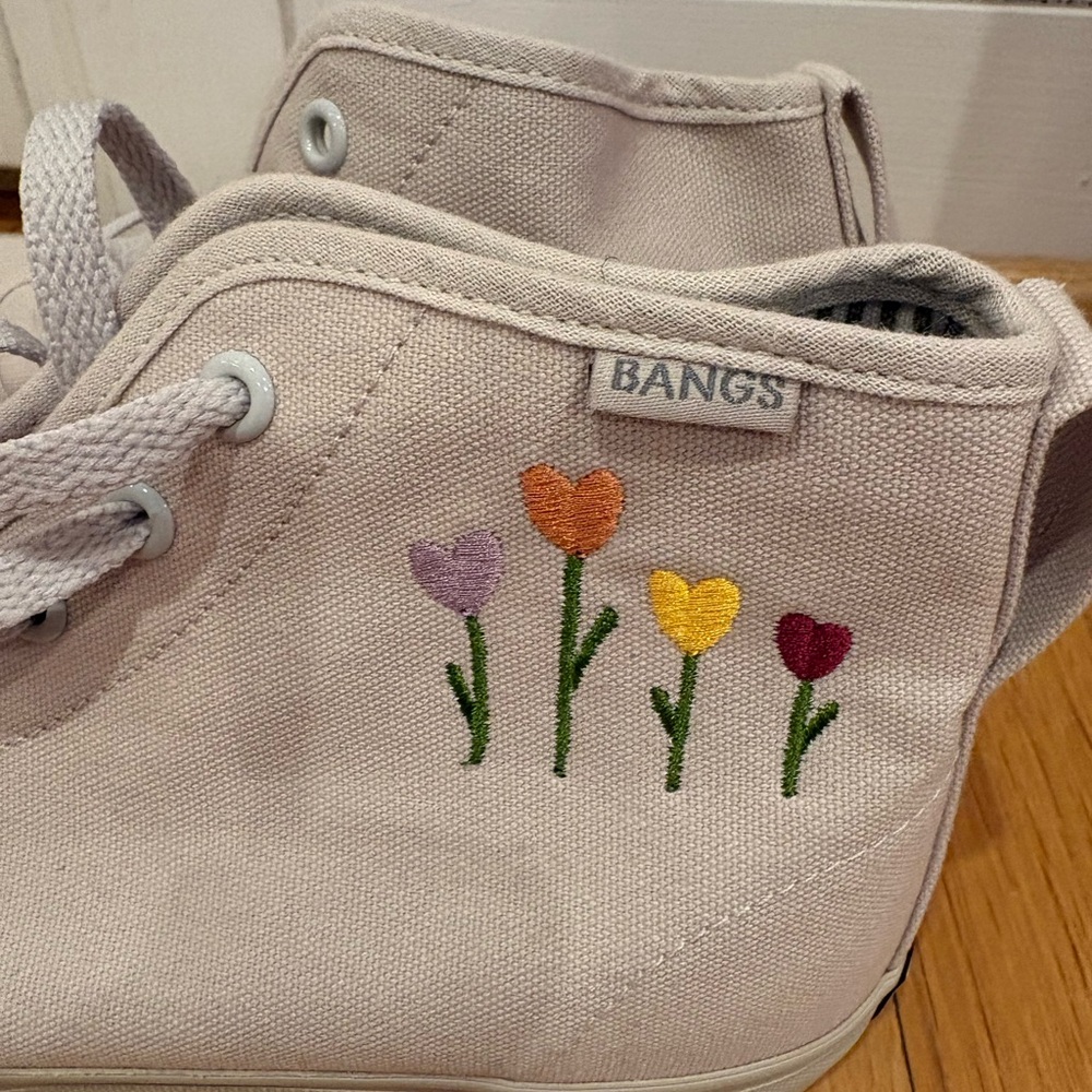 BANGS High-Top Sneakers with Floral Embroidery - Picture 2 of 5